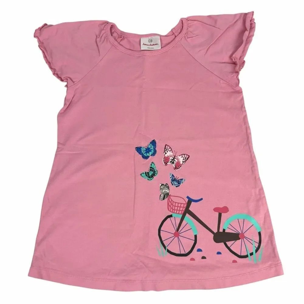 Hanna Andersson Pink 6-7 Short Sleeve Bicycle Butterfly Dress